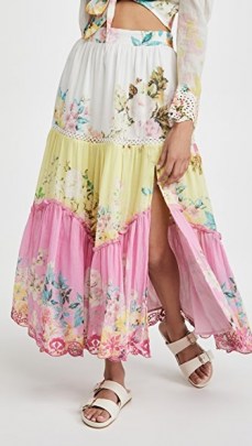 Hemant and Nandita Midi Skirt / floral thigh high split summer skirts