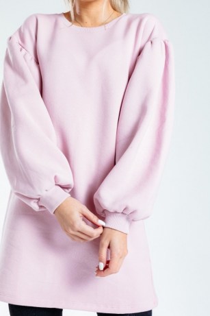 HYPE BALLOON SLEEVE WOMEN’S SWEAT DRESS ~ casual pink dresses - flipped