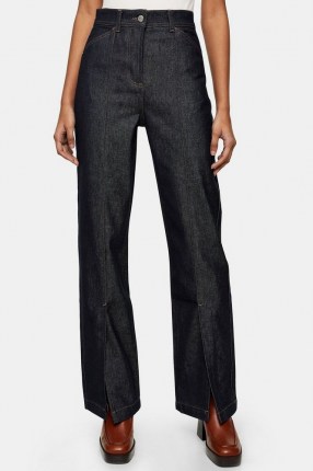 Topshop Indigo Split Hem Parallel Jeans | slit hems | dark denim - flipped