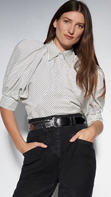 Isabel Marant Eori Blouse | striped puff sleeve blouses - flipped