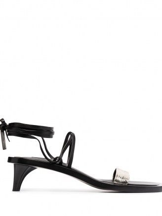 Jil Sander strappy leather slide sandals / tapered kitten heels - flipped