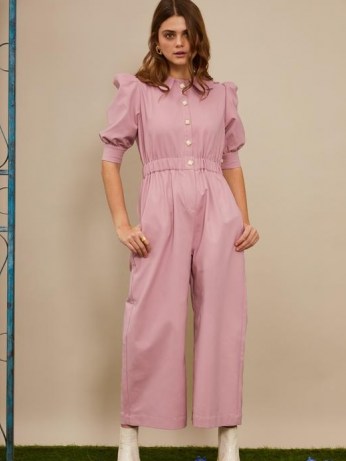 sister jane Sweet Servings Jumpsuit cotton candy ~ pink puff sleeve jumpsuits - flipped