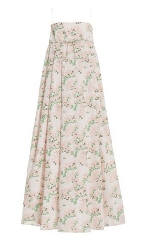 Bernadette Antwerp Jules Floral-Print Taffeta Maxi Dress ~ pink floral spaghetti strap dresses