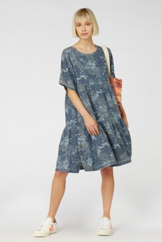 gorman JUNGLE BLUES DRESS / tiered animal print denim dresses - flipped