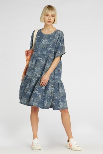 gorman JUNGLE BLUES DRESS / tiered animal print denim dresses