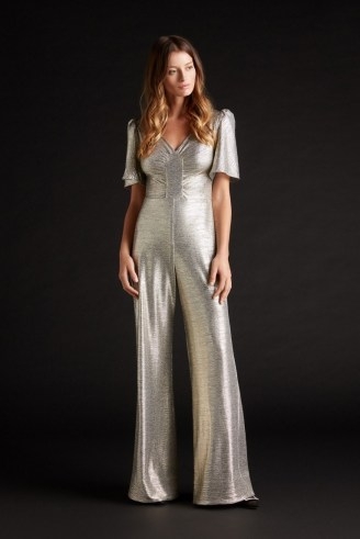 goat KAROLINA METALLIC JERSEY ALL-IN-ONE ~ glamorous evening jumpsuits ~ silver occasionwear ~ occasion glamour - flipped