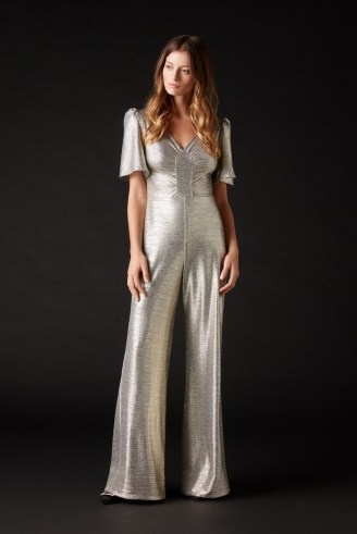 goat KAROLINA METALLIC JERSEY ALL-IN-ONE ~ glamorous evening jumpsuits ~ silver occasionwear ~ occasion glamour