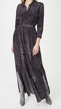 L’AGENCE Cameron Long Shirt Dress ~ animal print dresses