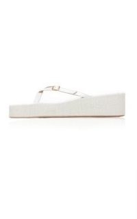 Jacquemus Les Tatanes Lin Leather Platform Sandals ~ white leather and canvas thonged platforms