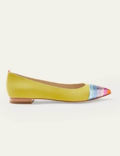 Boden Louise Flats | Chartreuse pointed toe flat pumps - flipped