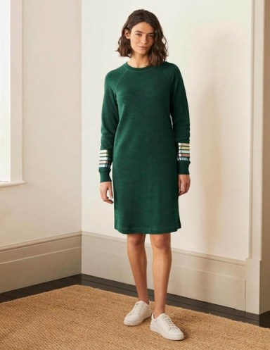BODEN Mabel Sweatshirt Dress Palm Leaf / green sweat dresses / comfort dressing - flipped