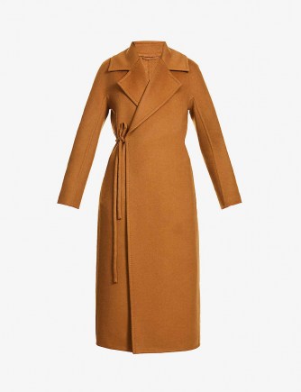 MAX MARA Piroghe wrap-over camel-wool coat – light brown winter coats - flipped