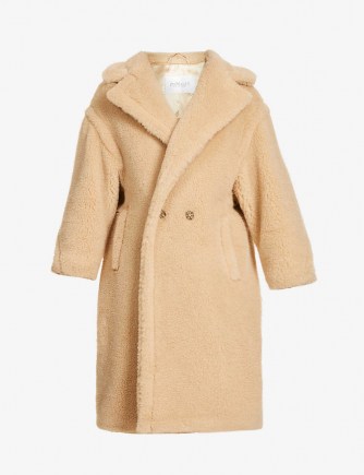 MAX MARA Ted double-breasted wool and silk-blend coat in Albino ~ textured winter coats - flipped