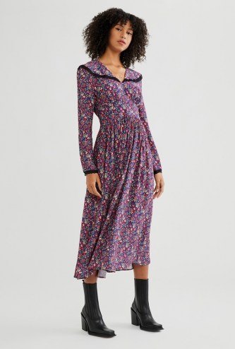 GHOST FABLE DRESS Paisley Ditsy ~ floral shawl collar dresses - flipped