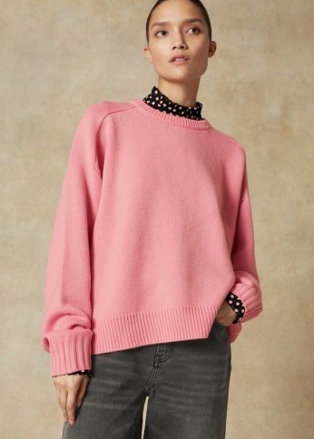 Me+Em Merino Cashmere Boyfriend Jumper ~ pink oversized sweater ~ slouchy knitwear ~ meandem jumpers - flipped