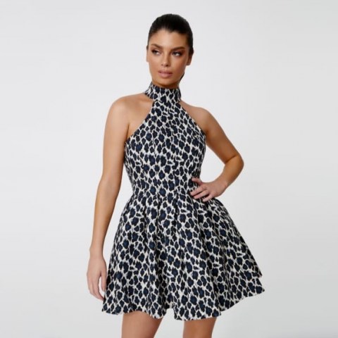 Derma Department Mia Mini Dress / leopard print fit and flare - flipped