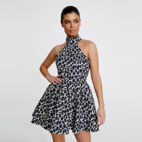 Derma Department Mia Mini Dress / leopard print fit and flare