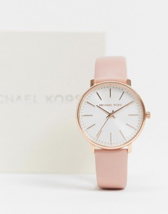 Michael Kors MK2741 Pyper Leather Watch In Pink ~ womens watches ~ accessories