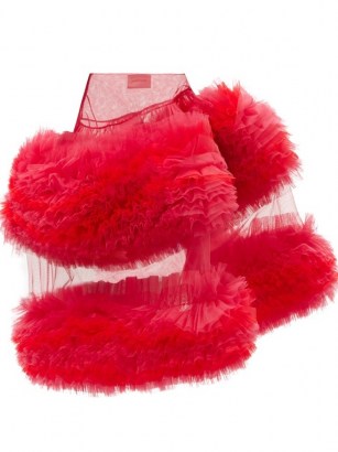 MOLLY GODDARD Milo pink asymmetric frilled tulle skirt - flipped