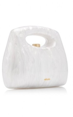 Cult Gaia Mimi Marbled Acrylic Top Handle Bag ~ small white handbags - flipped