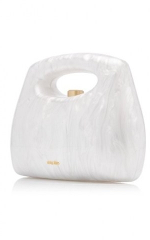 Cult Gaia Mimi Marbled Acrylic Top Handle Bag ~ small white handbags