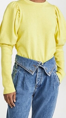 MISA Kali Sweater Chartreuse | bright puff sleeve sweaters - flipped