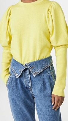 MISA Kali Sweater Chartreuse | bright puff sleeve sweaters