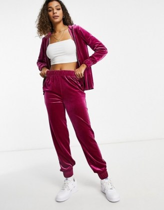 Moda Minx velour oversized longline hoodie wide leg jogger set in pink ~ hoodies and joggers ~ lounge co-ords
