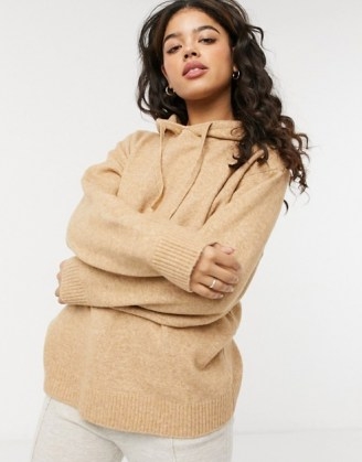 Monki Maryanne recycled co-ord knit hoodie in brown | neutral knitted hoodies