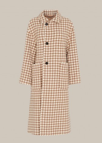 Whistles DOGSTOOTH FUNNEL NECK COAT ~ classic checked coats ~ dogtooth checks ~ houndstooth outerwear - flipped