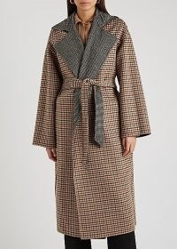 NANUSHKA Alamo houndstooth reversible wool-blend coat ~ checked wrap coats