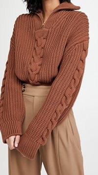 Nanushka Eria Sweater ~ brown chunky cable knit sweaters