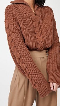 Nanushka Eria Sweater ~ brown chunky cable knit sweaters - flipped