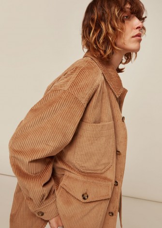 WHISTLES CORDUROY BUTTON UP JACKET / cord shirt jackets / neutral shackets - flipped