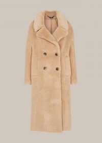 WHISTLES TEDDY DOUBLE BREASTED COAT / neutal textured winter coats / luxe outerwear