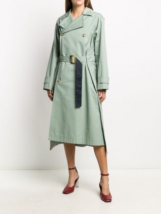 Nina Ricci double-breasted belted coat | green contemporary trench coats - flipped