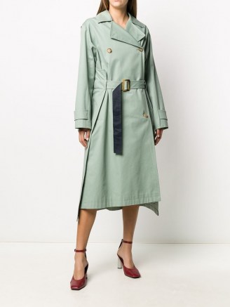Nina Ricci double-breasted belted coat | green contemporary trench coats