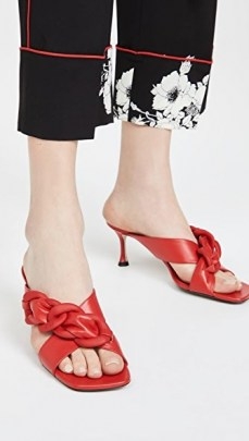 No. 21 Red Chunky Interwoven Chain Mule Sandals - flipped