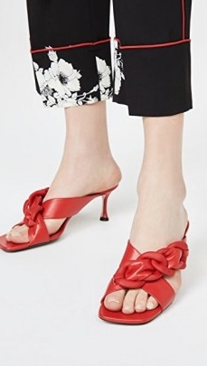 No. 21 Red Chunky Interwoven Chain Mule Sandals