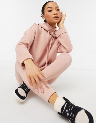 Noisy May Petite hoodie with wide sleeves co-ord in pink ~ hoodies and jogger co-ords ~ loungewear sets