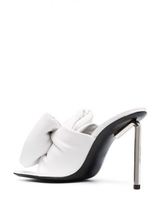 Off-White Allen bow mules / padded mule / silver-tone hexagonal stiletto heels