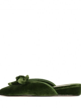Olivia Morris At Home Daphne green velvet slippers