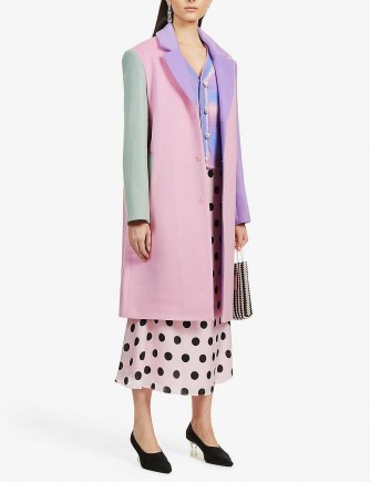 OLIVIA RUBIN Beatrix colour-block wool-blend coat / pink colourblock coats / pastel colours - flipped