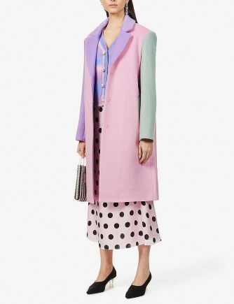 OLIVIA RUBIN Beatrix colour-block wool-blend coat / pink colourblock coats / pastel colours