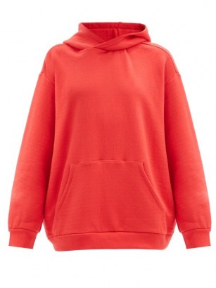 RAEY Oversized cotton-jersey hooded sweatshirt – red sweatshirts with hoods - flipped
