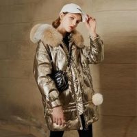 Ultamodan Oversized High Shine Down Puffer Jacket With Faux Hood ~ shiny winter jackets