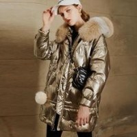 Ultamodan Oversized High Shine Down Puffer Jacket With Faux Hood ~ shiny winter jackets - flipped