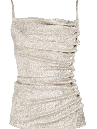Paco Rabanne ruched lurex camisole / shimmering gold side gathered cami - flipped