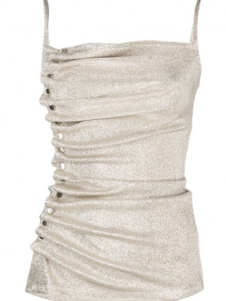 Paco Rabanne ruched lurex camisole / shimmering gold side gathered cami