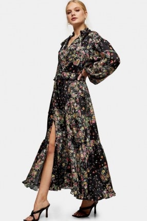 TOPSHOP Paisley Floral Print Maxi Dress / feminine ruffle trim dresses - flipped